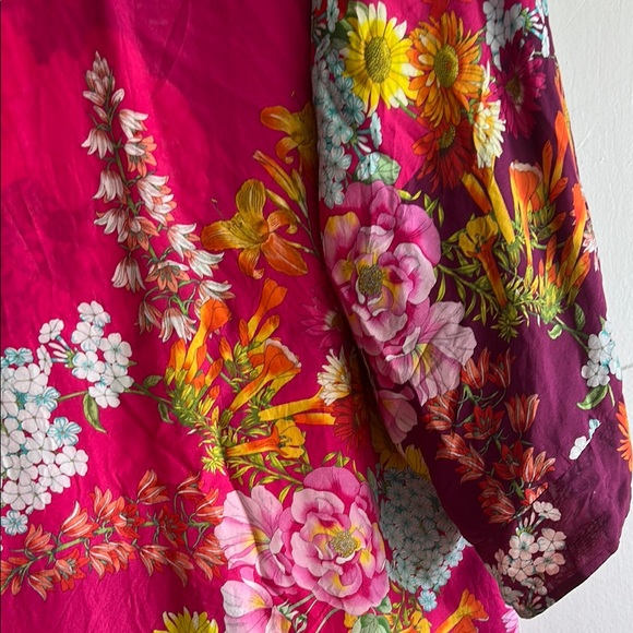 Johnny Was Pink Floral Satin Robe - Picture 3 of 7